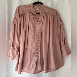 Banana Republic Pink 100% Linen Peasant Blouse